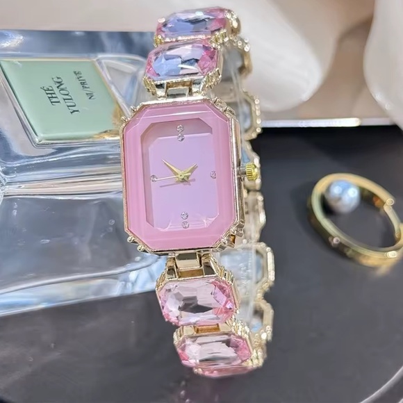 Rose Elegance Gem Timepiece Bracelet Watch